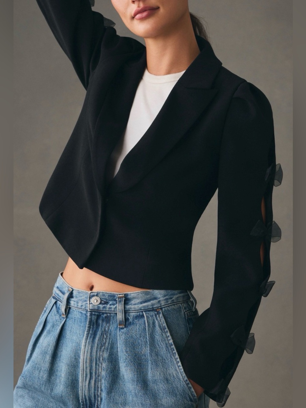 Mare Mare Tulle Bow-Sleeve Blazer